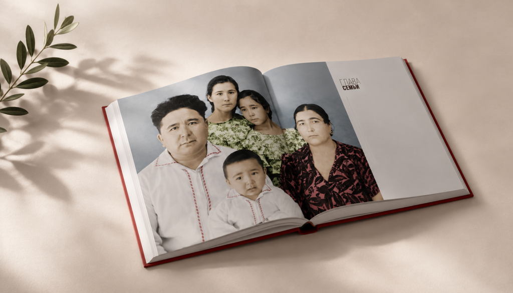 Семейная книга DREVO с архивной фотографией — книга о семье на заказ